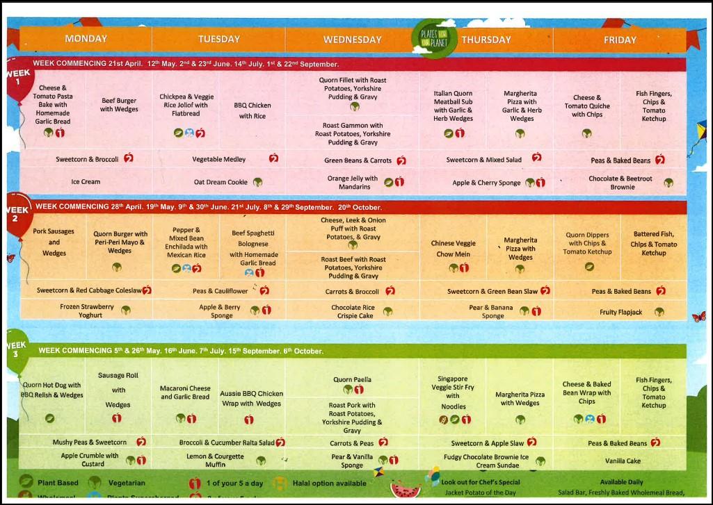 Summer Term Menu 2025